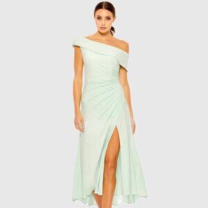 Mac Duggal 26484 Mint Ruched Off-The-Shoulder Midi Dress size 10 MSRP $298.00